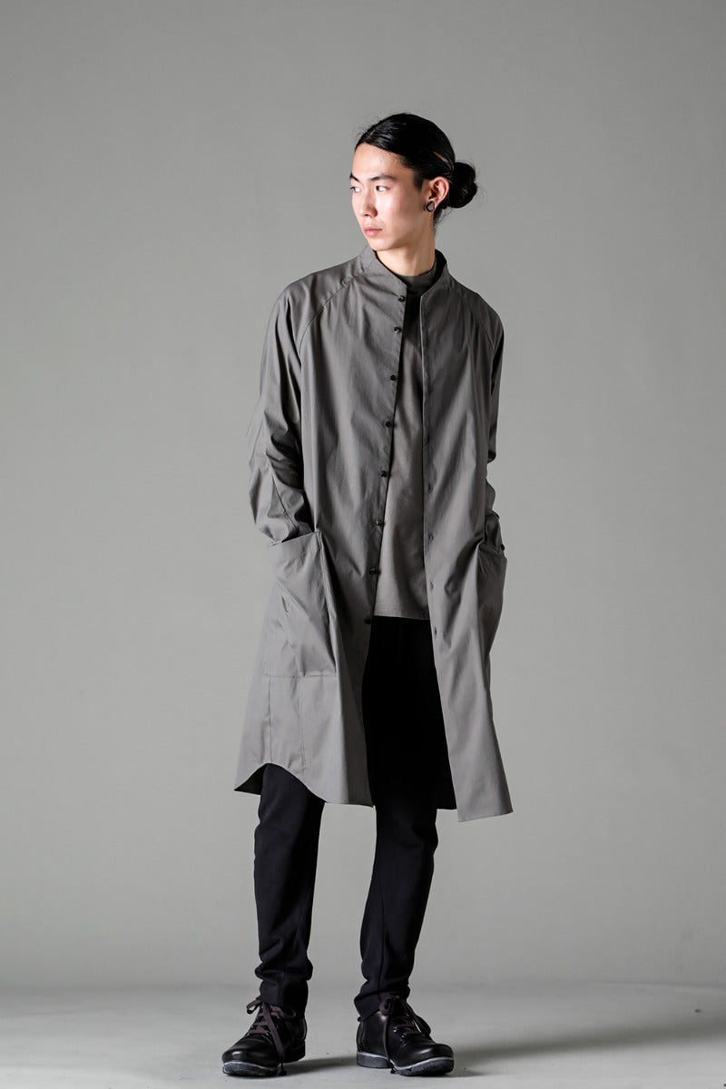 ロングシャツ ストレッチ コットン "マッドグレー”