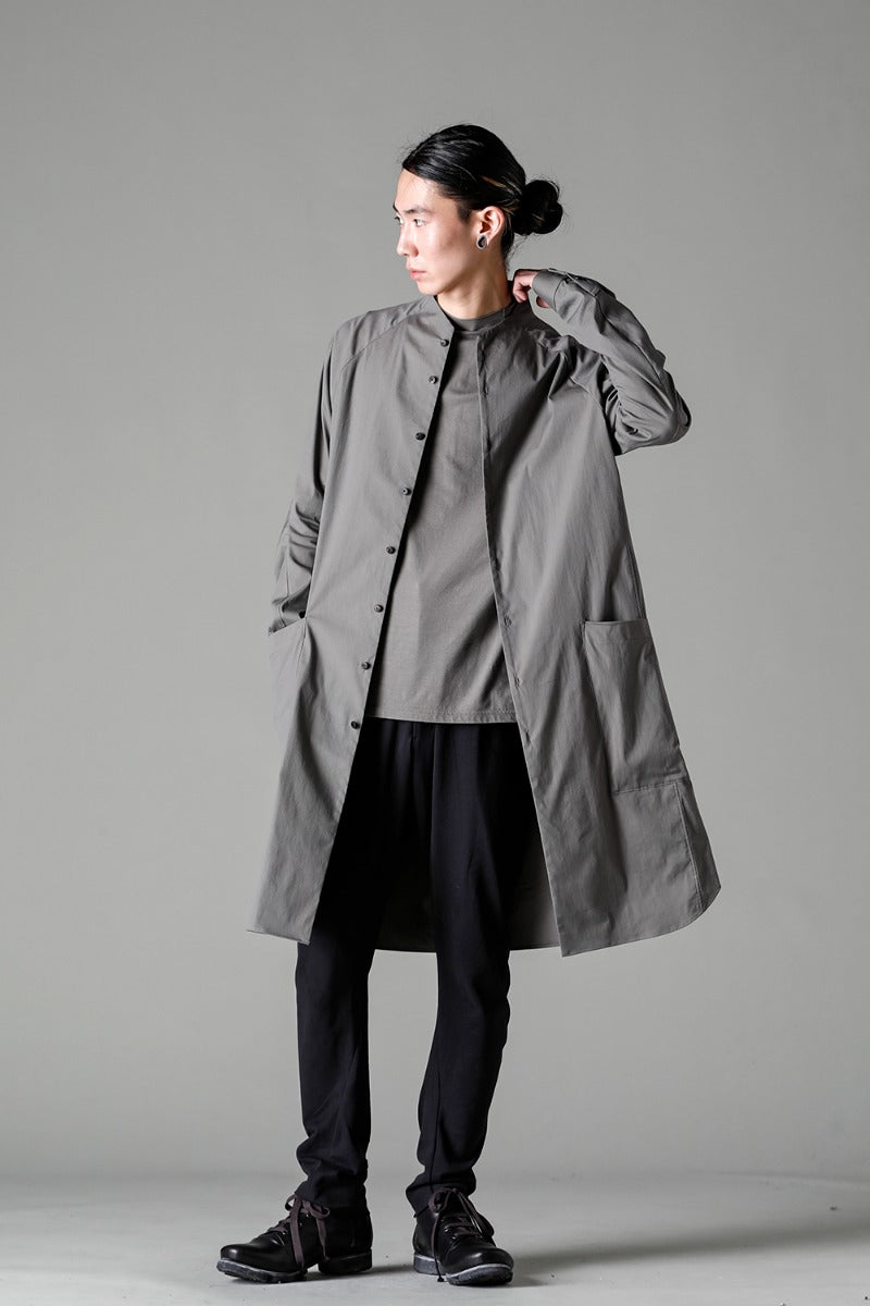 ロングシャツ ストレッチ コットン "マッドグレー”
