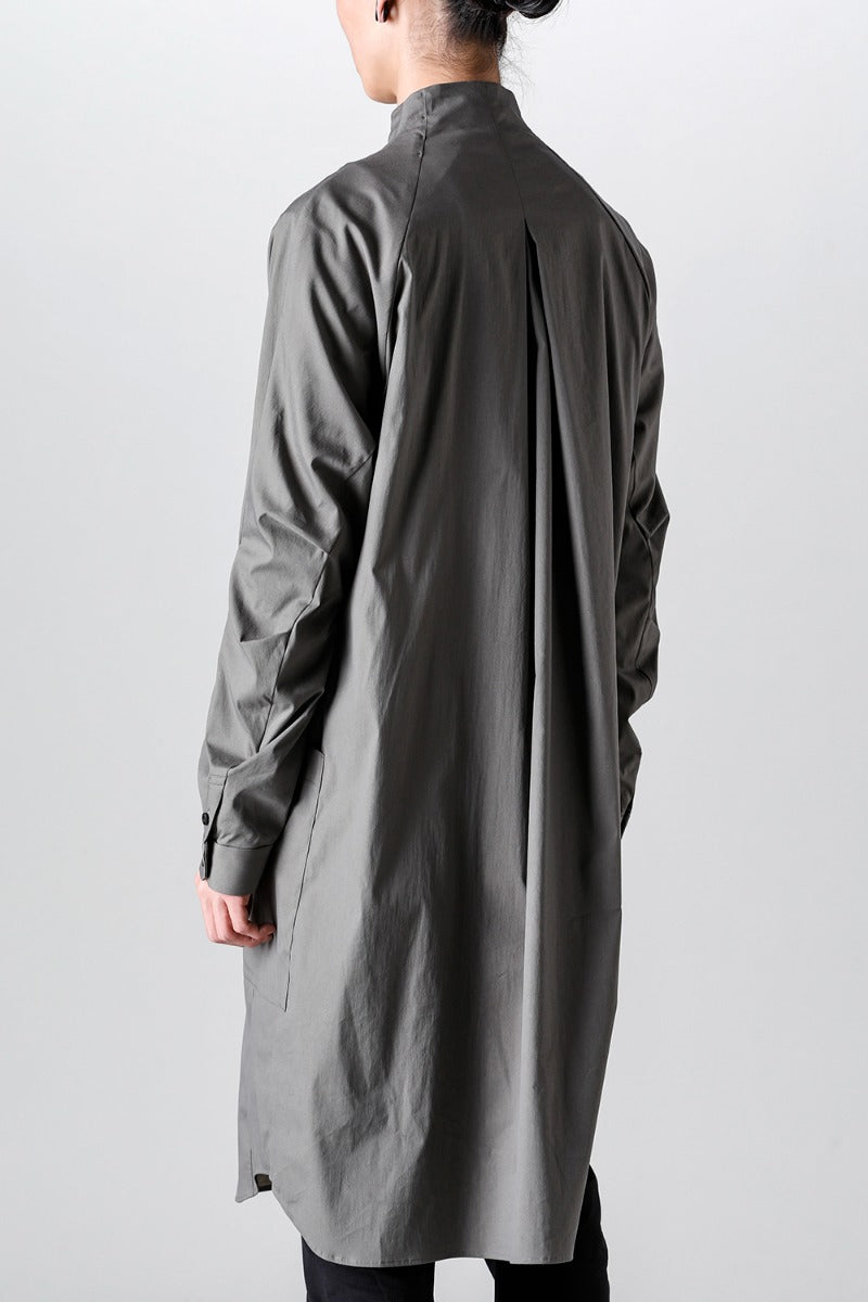 ロングシャツ ストレッチ コットン "マッドグレー”