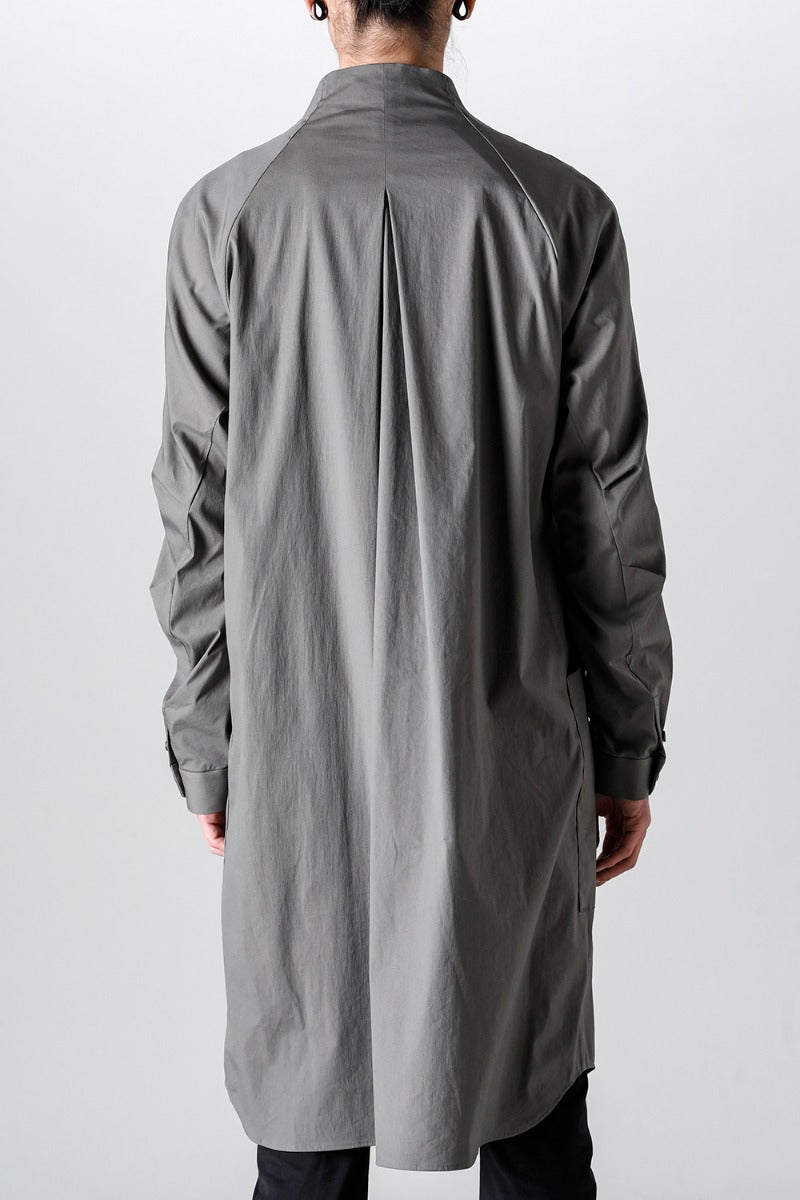 ロングシャツ ストレッチ コットン "マッドグレー”