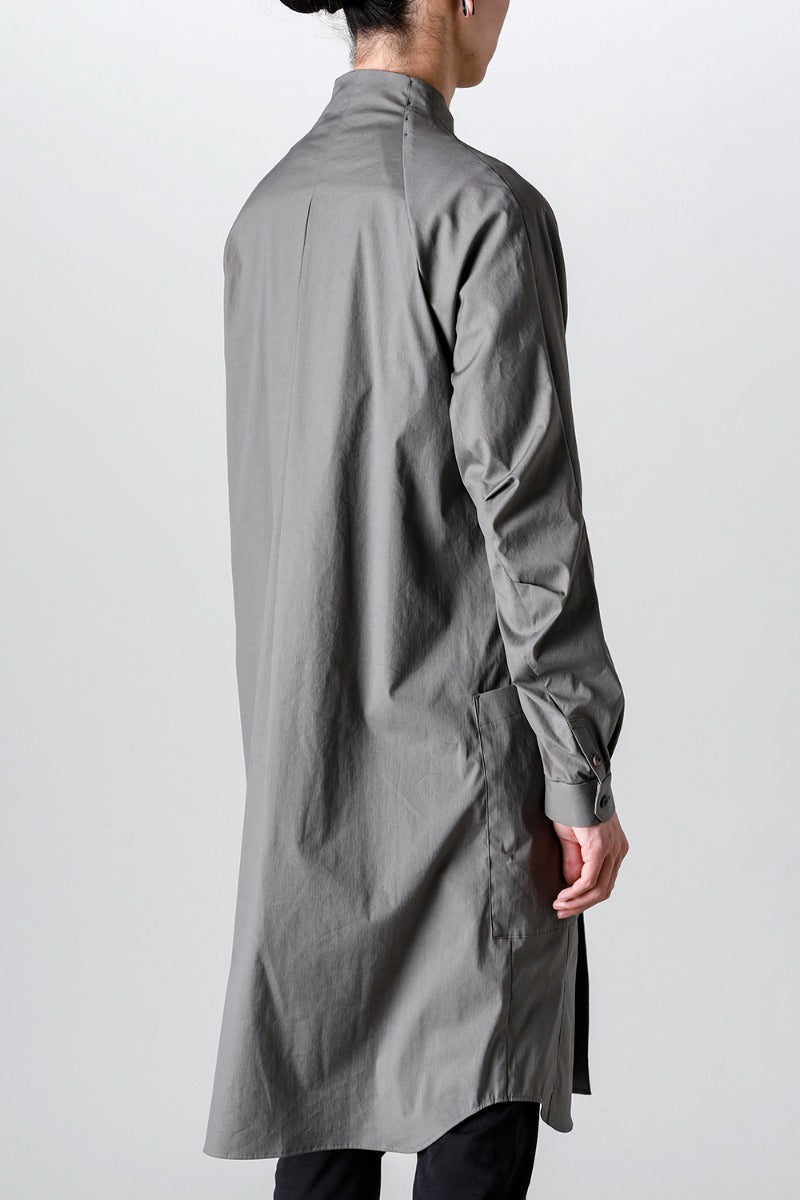 ロングシャツ ストレッチ コットン "マッドグレー”