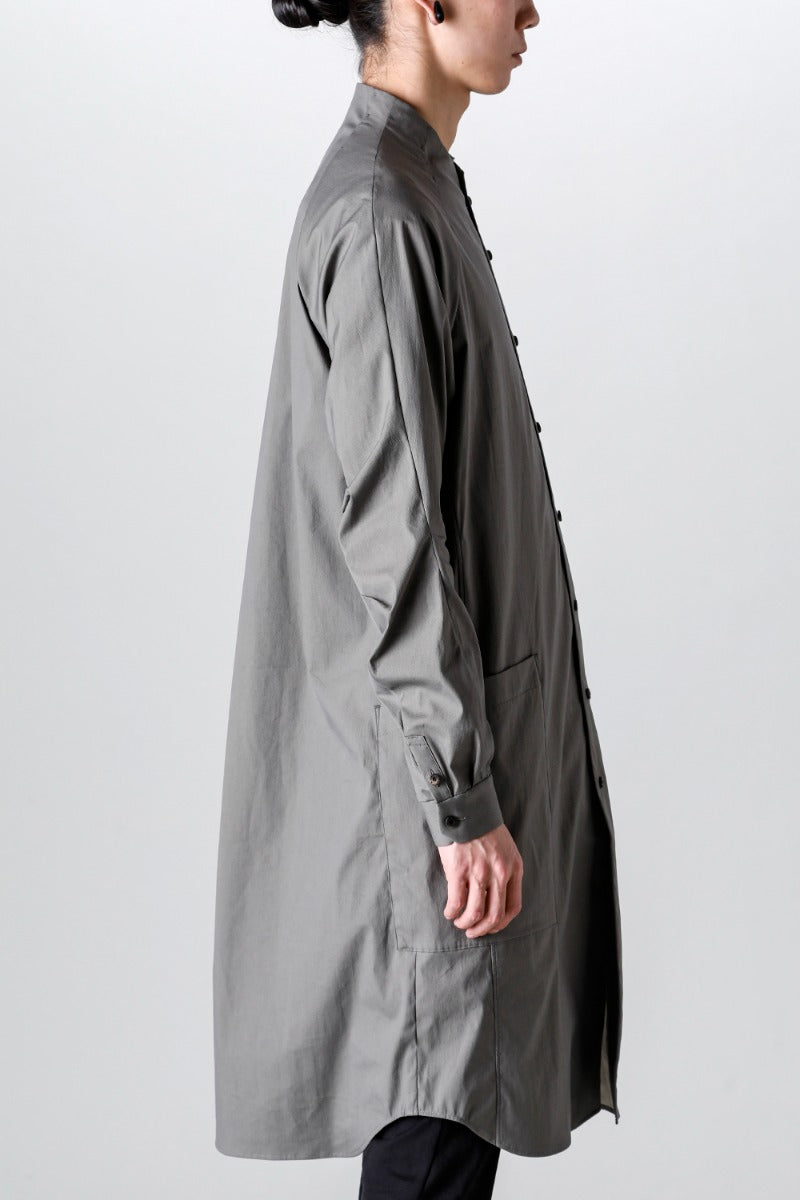 ロングシャツ ストレッチ コットン "マッドグレー”