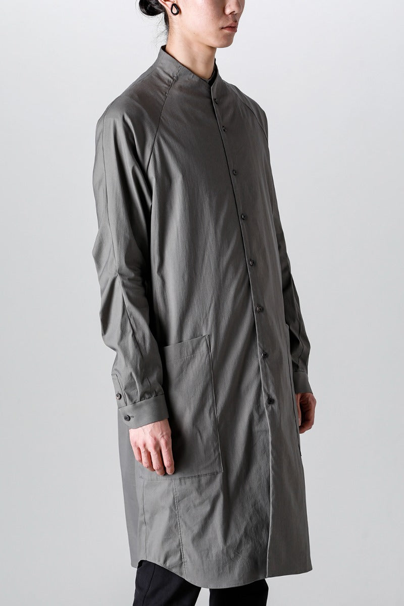 ロングシャツ ストレッチ コットン "マッドグレー”
