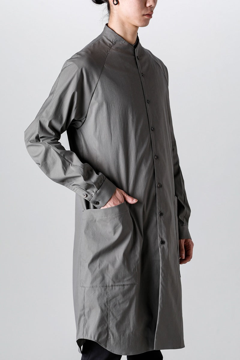 ロングシャツ ストレッチ コットン "マッドグレー”