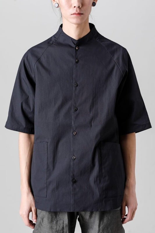 Short sleeve shirt stretch cotton Black