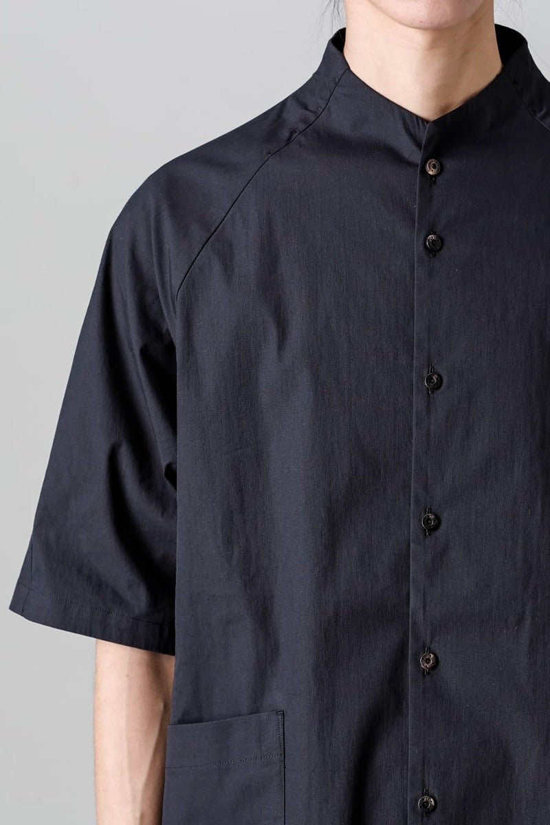 Short sleeve shirt stretch cotton Black