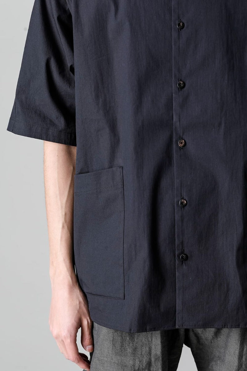 Short sleeve shirt stretch cotton Black