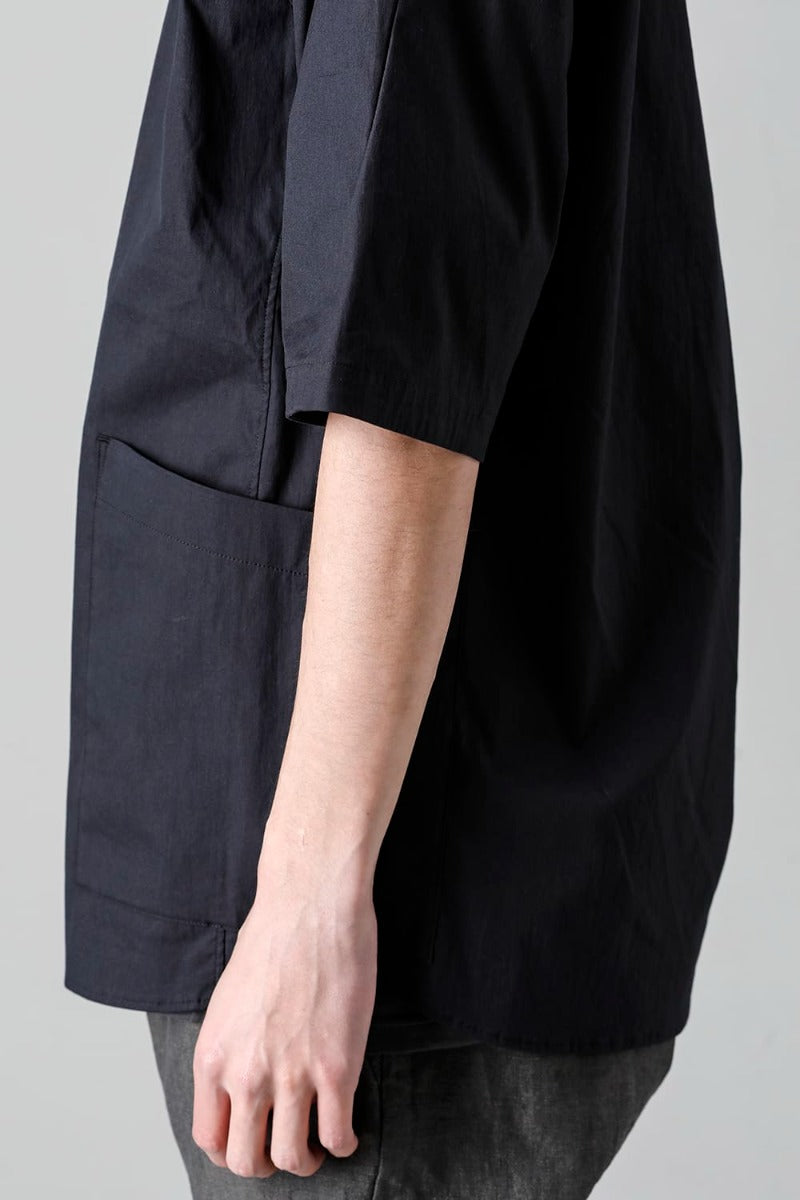 Short sleeve shirt stretch cotton Black