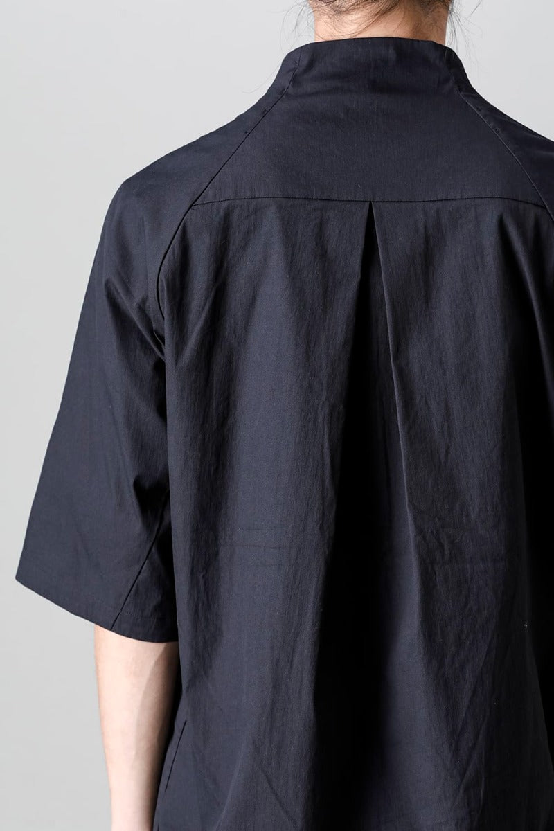 Short sleeve shirt stretch cotton Black