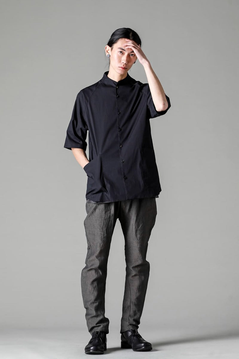 Short sleeve shirt stretch cotton Black