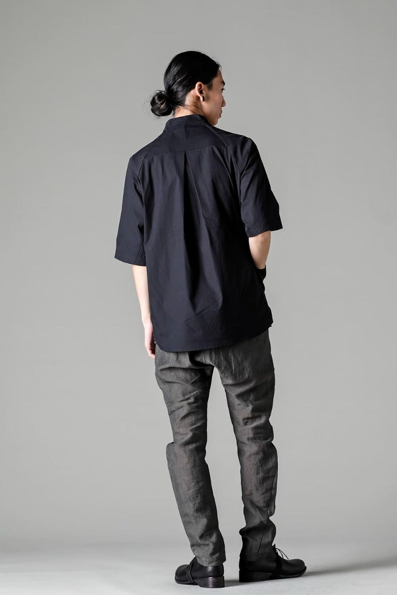 Short sleeve shirt stretch cotton Black