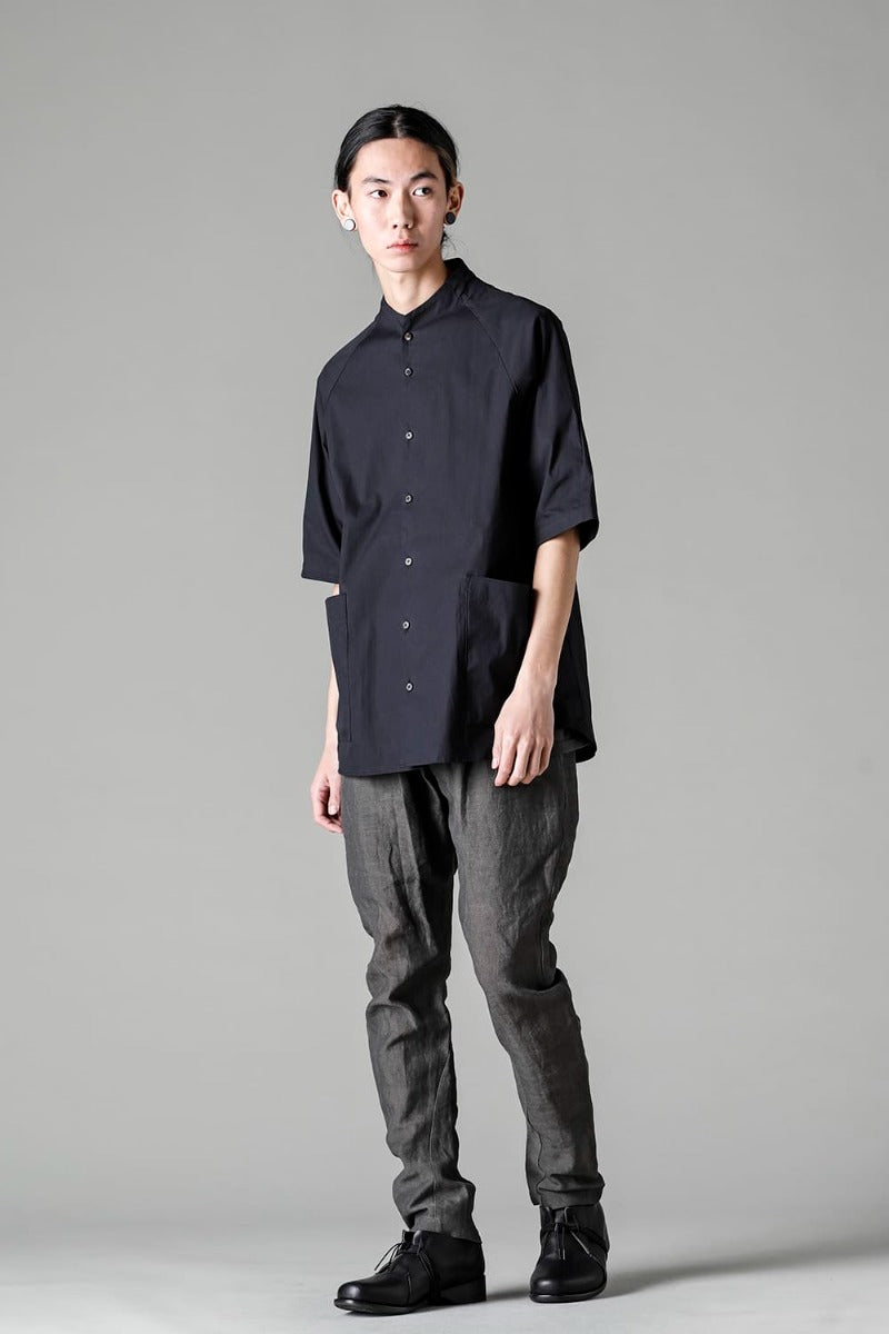 Short sleeve shirt stretch cotton Black