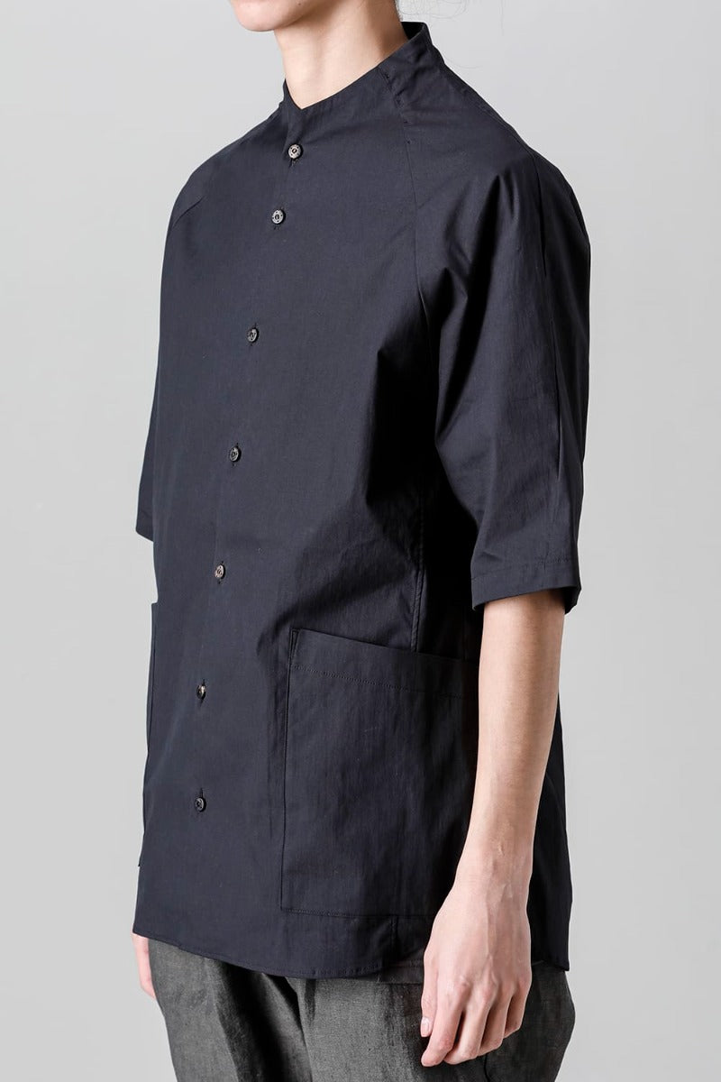 Short sleeve shirt stretch cotton Black