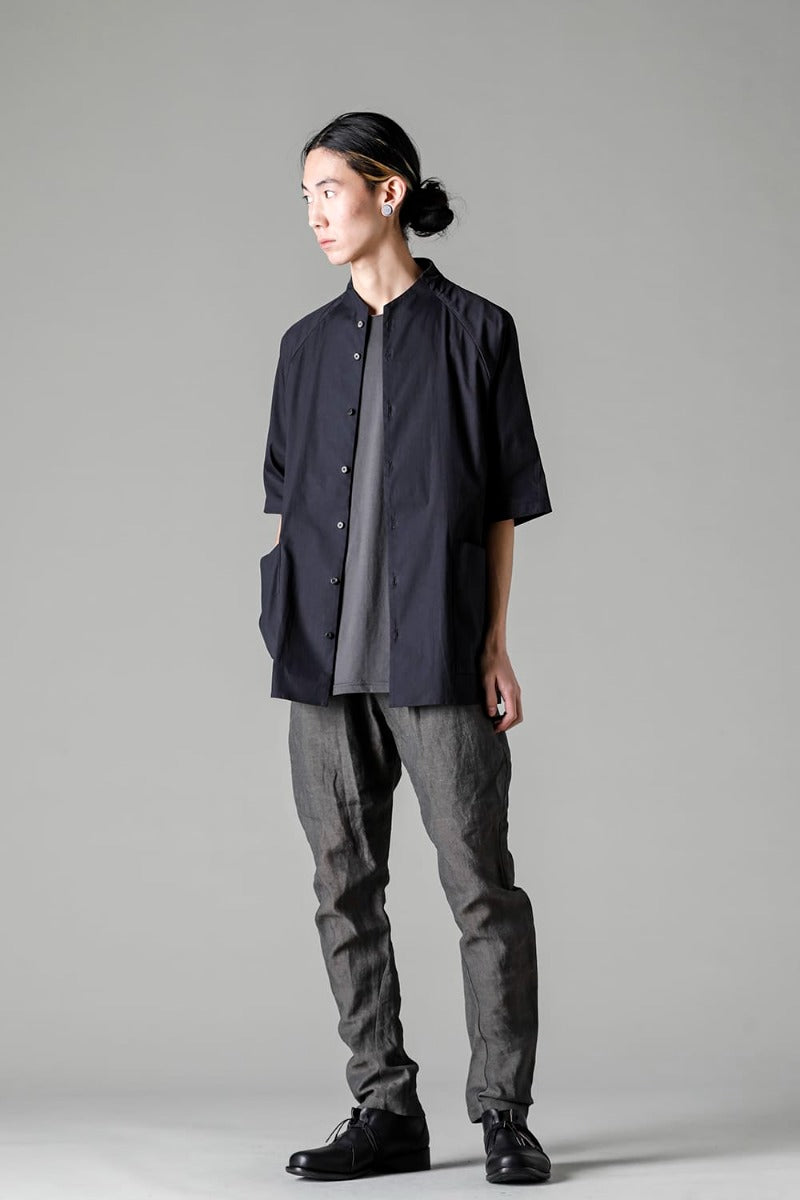 Short sleeve shirt stretch cotton Black