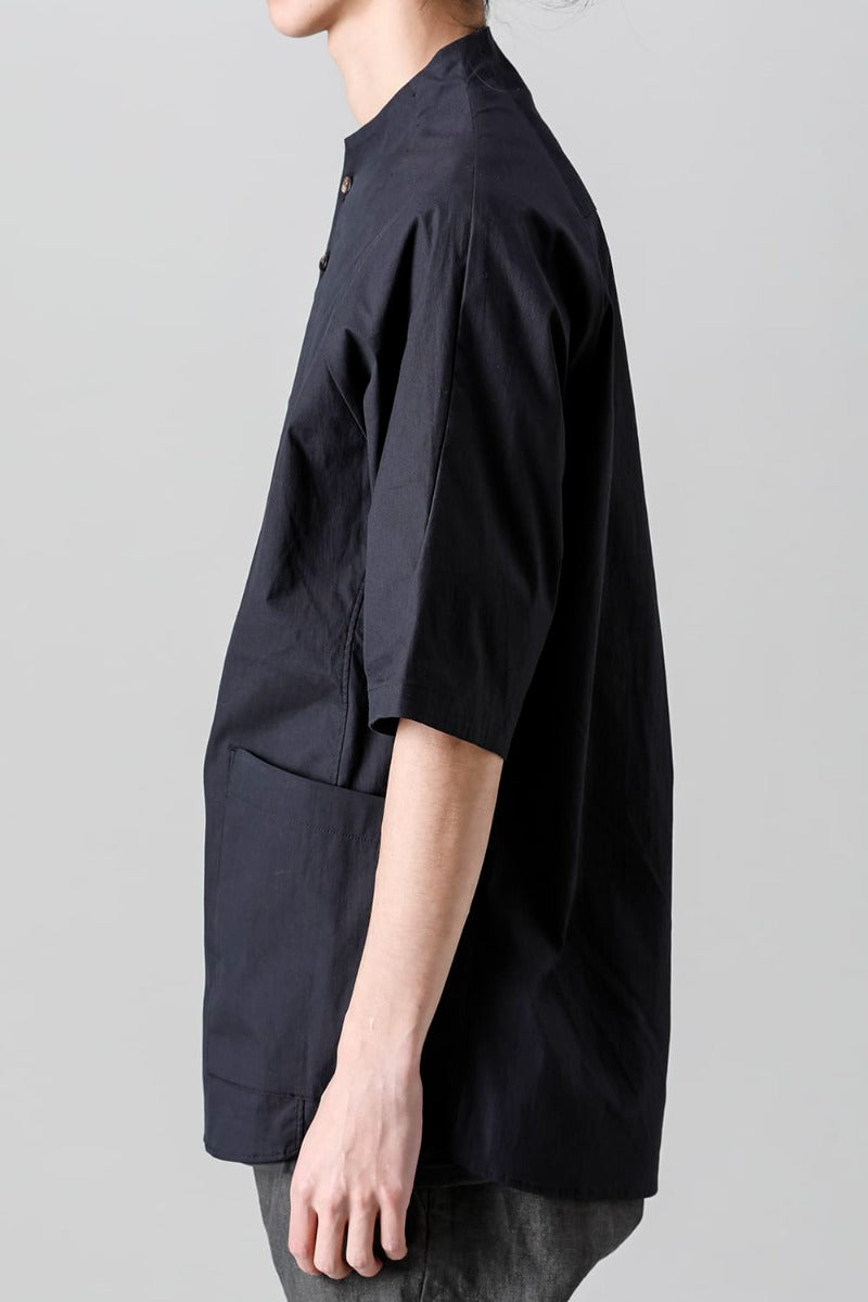 Short sleeve shirt stretch cotton Black