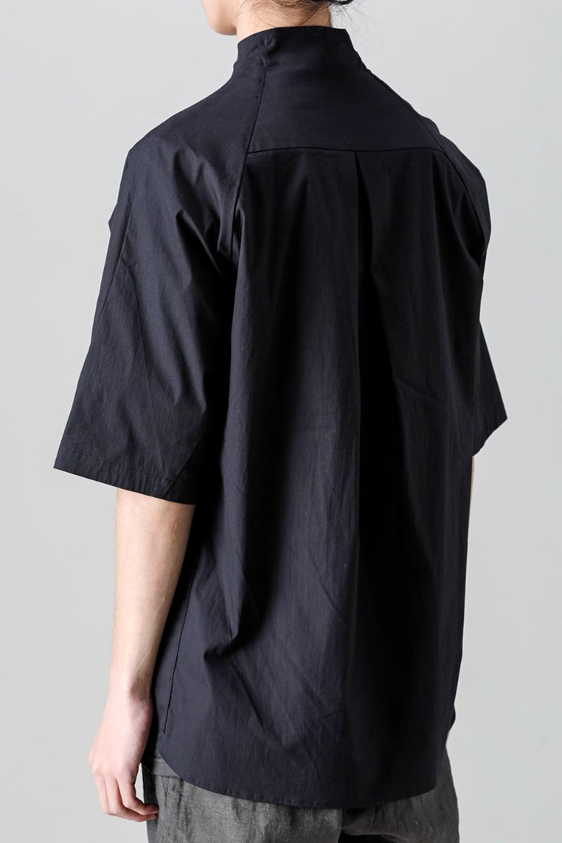 Short sleeve shirt stretch cotton Black