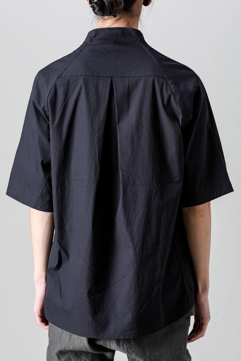 Short sleeve shirt stretch cotton Black