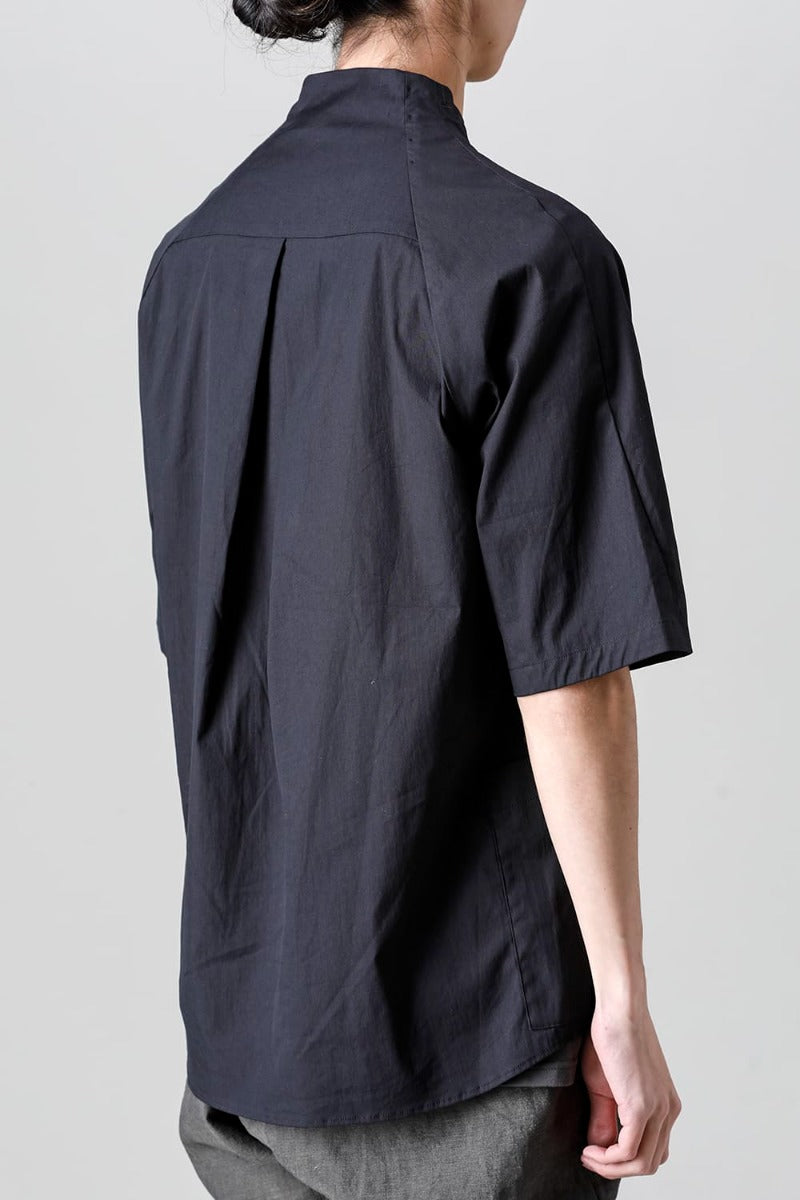 Short sleeve shirt stretch cotton Black