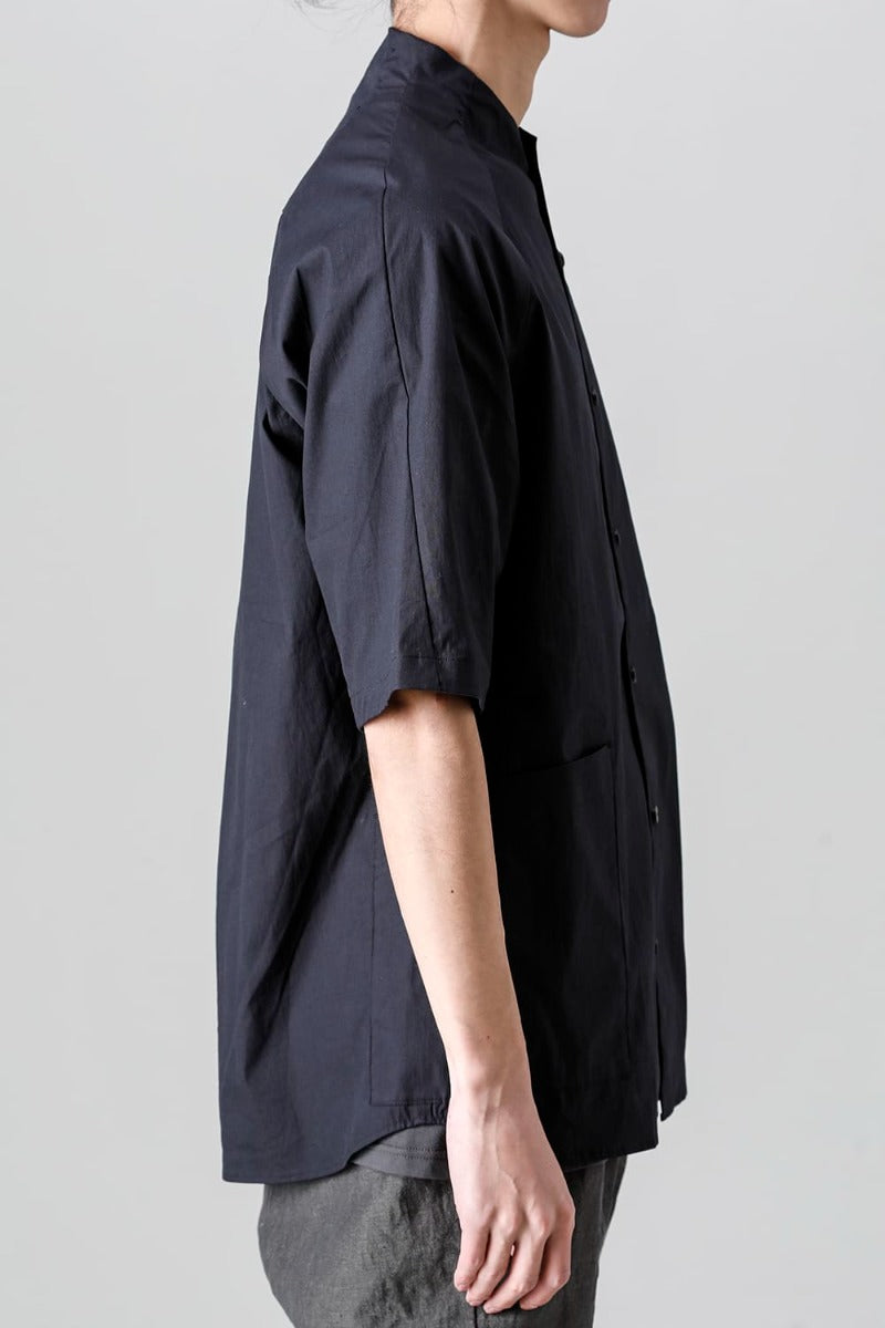 Short sleeve shirt stretch cotton Black