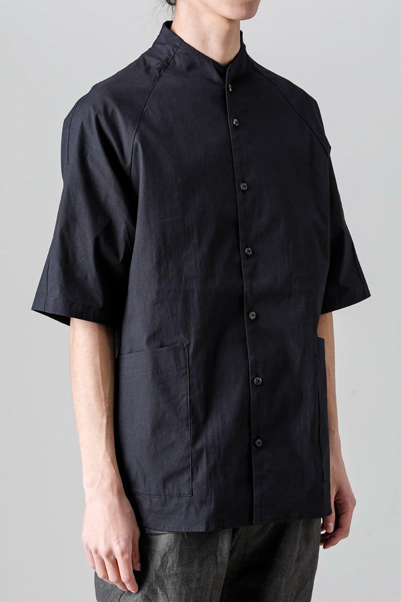 Short sleeve shirt stretch cotton Black