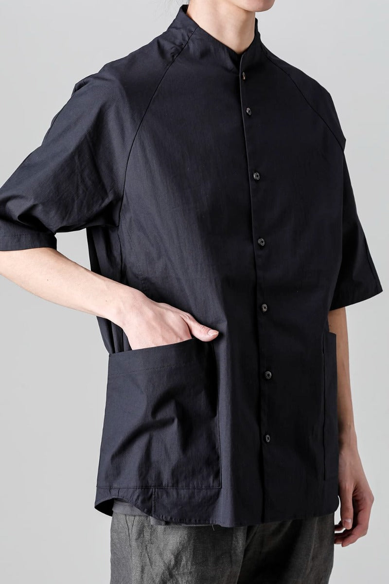 Short sleeve shirt stretch cotton Black