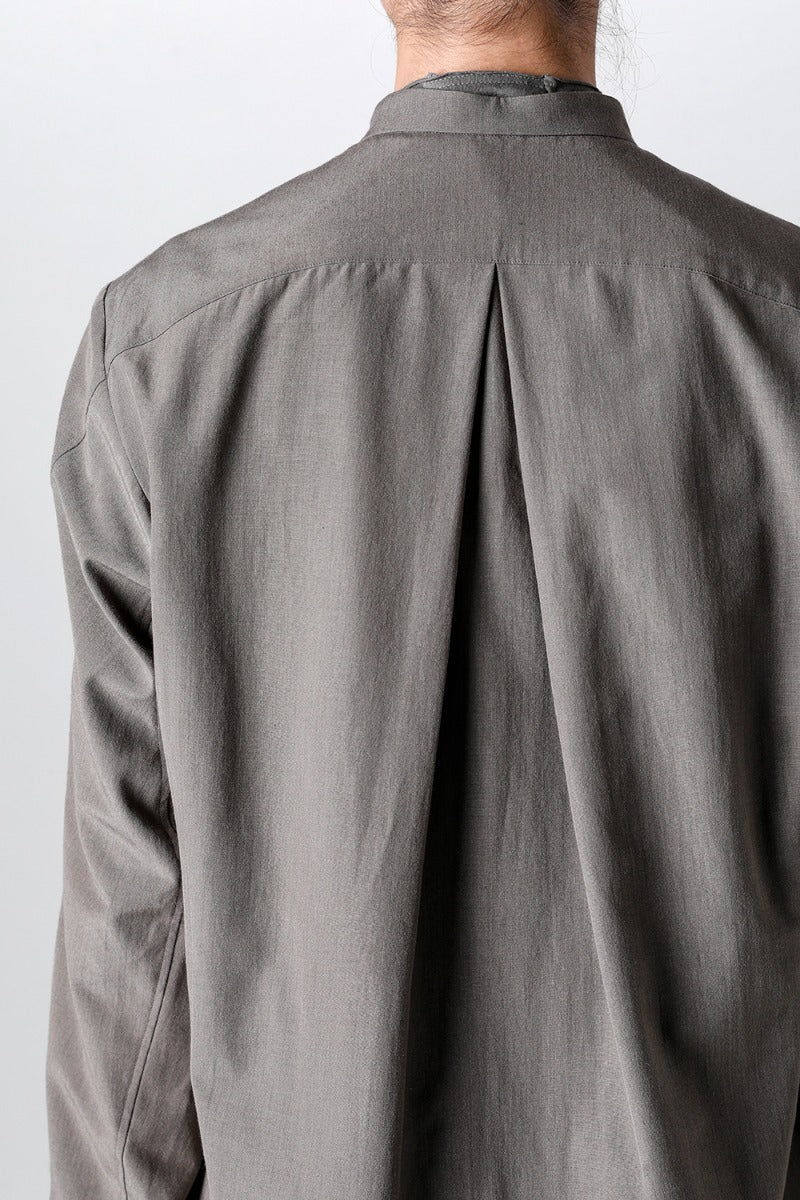 マオカラー ロングシャツ コットン/ シルク/ビスコース "マッドグレー”