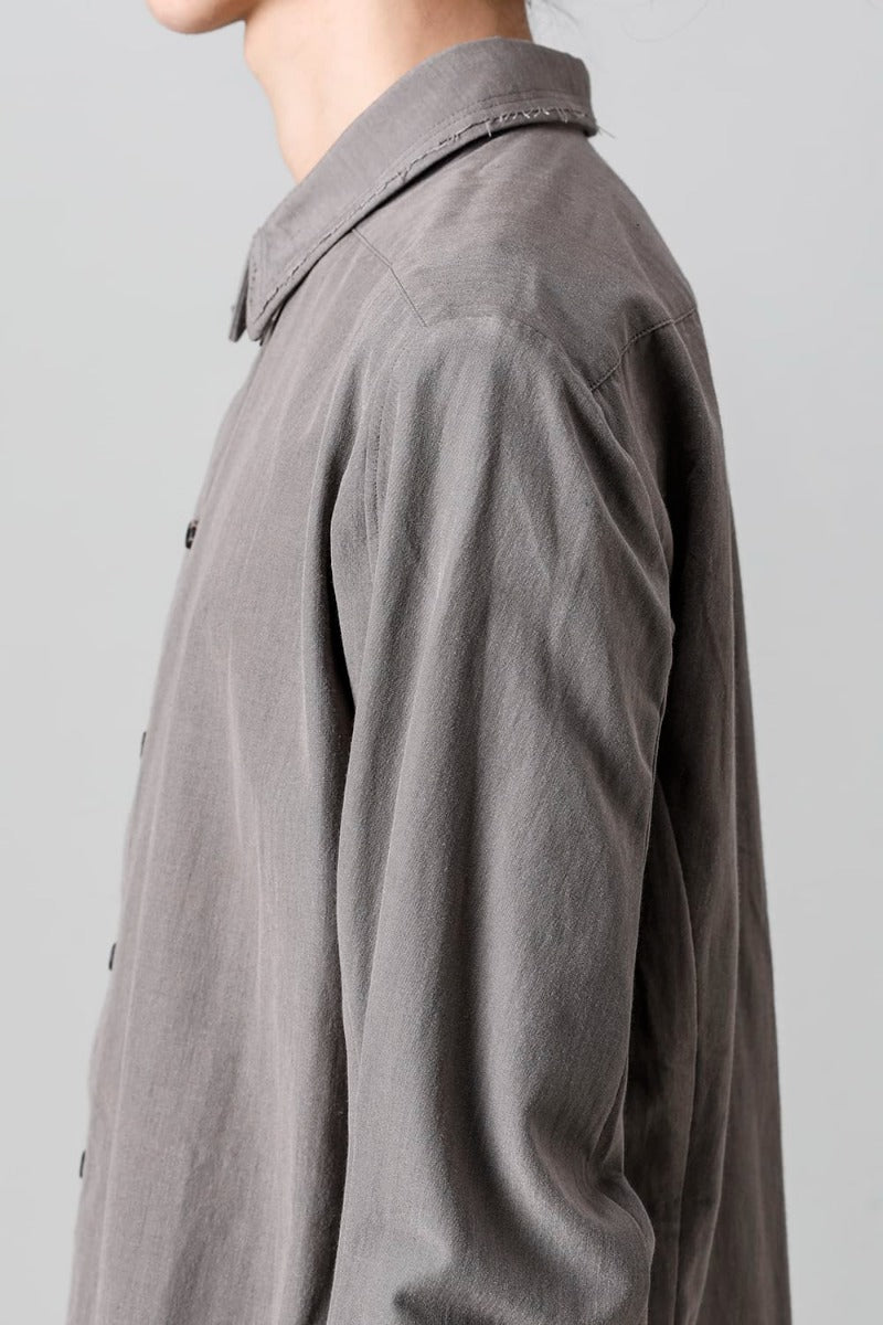 シャツ コットン/ シルク/ビスコース "マッドグレー”
