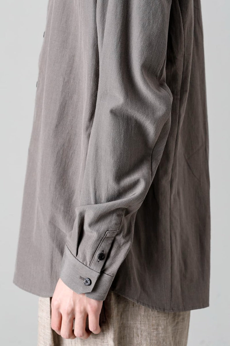シャツ コットン/ シルク/ビスコース "マッドグレー”