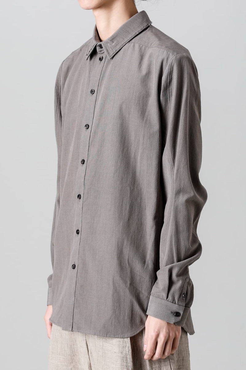 シャツ コットン/ シルク/ビスコース "マッドグレー”