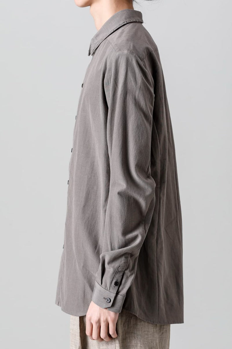 シャツ コットン/ シルク/ビスコース "マッドグレー”