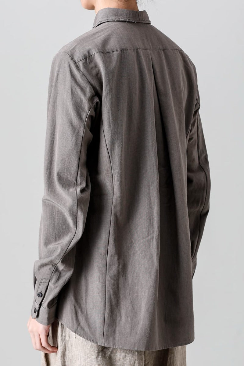 シャツ コットン/ シルク/ビスコース "マッドグレー”