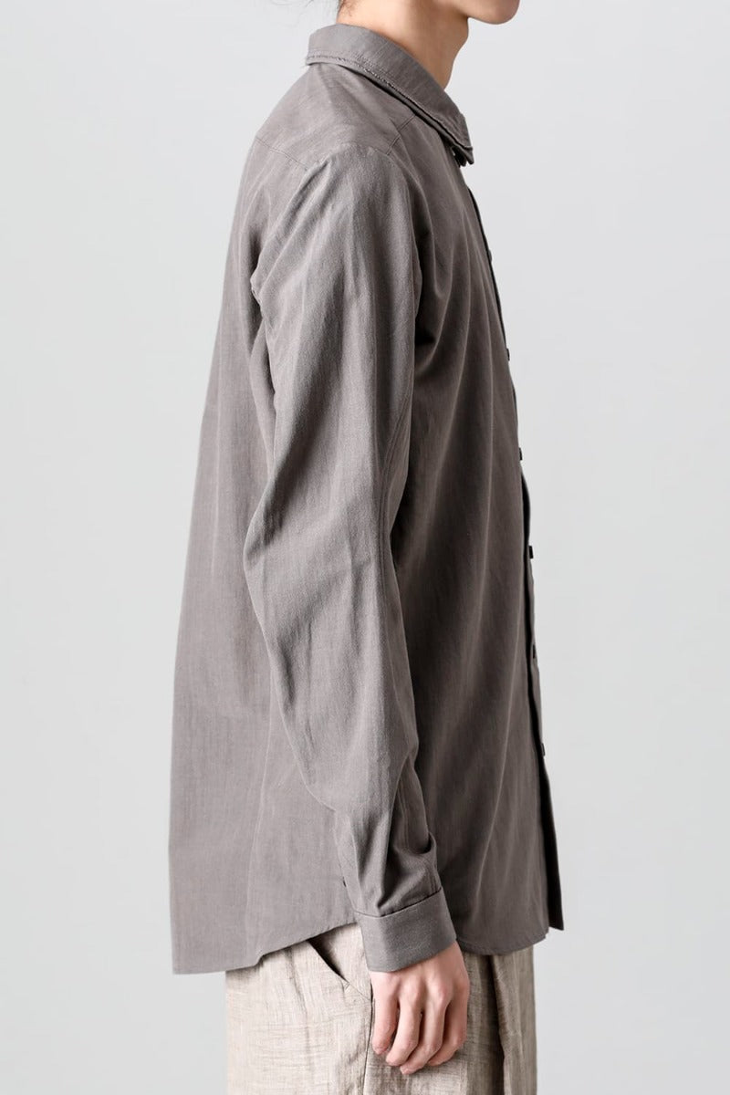 シャツ コットン/ シルク/ビスコース "マッドグレー”