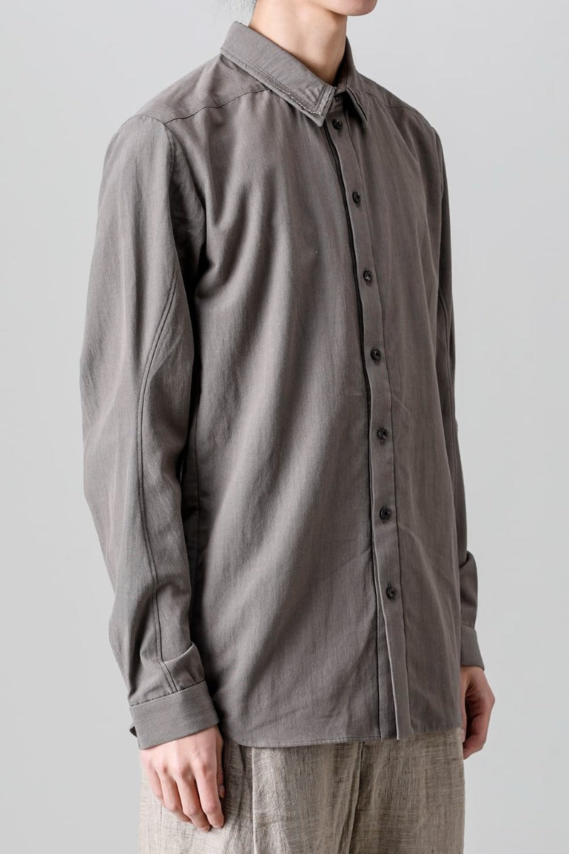 シャツ コットン/ シルク/ビスコース "マッドグレー”