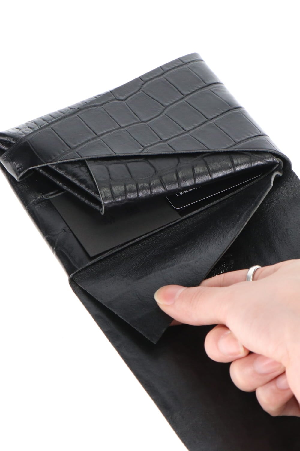 Shosa - No,No,Yes! Short Wallet 1.0 Embossing Croco Black