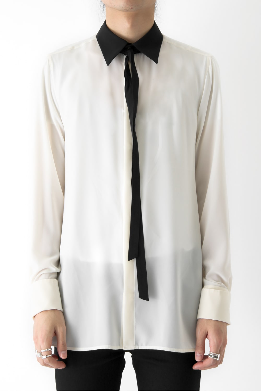 LAMBERT CREPE DE CHINE BOW COLLAR SHIRT