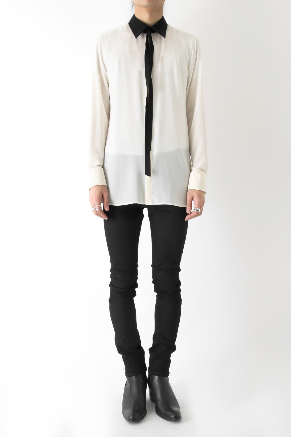 LAMBERT CREPE DE CHINE BOW COLLAR SHIRT