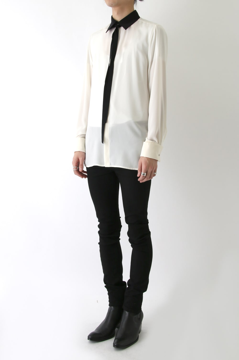 LAMBERT CREPE DE CHINE BOW COLLAR SHIRT