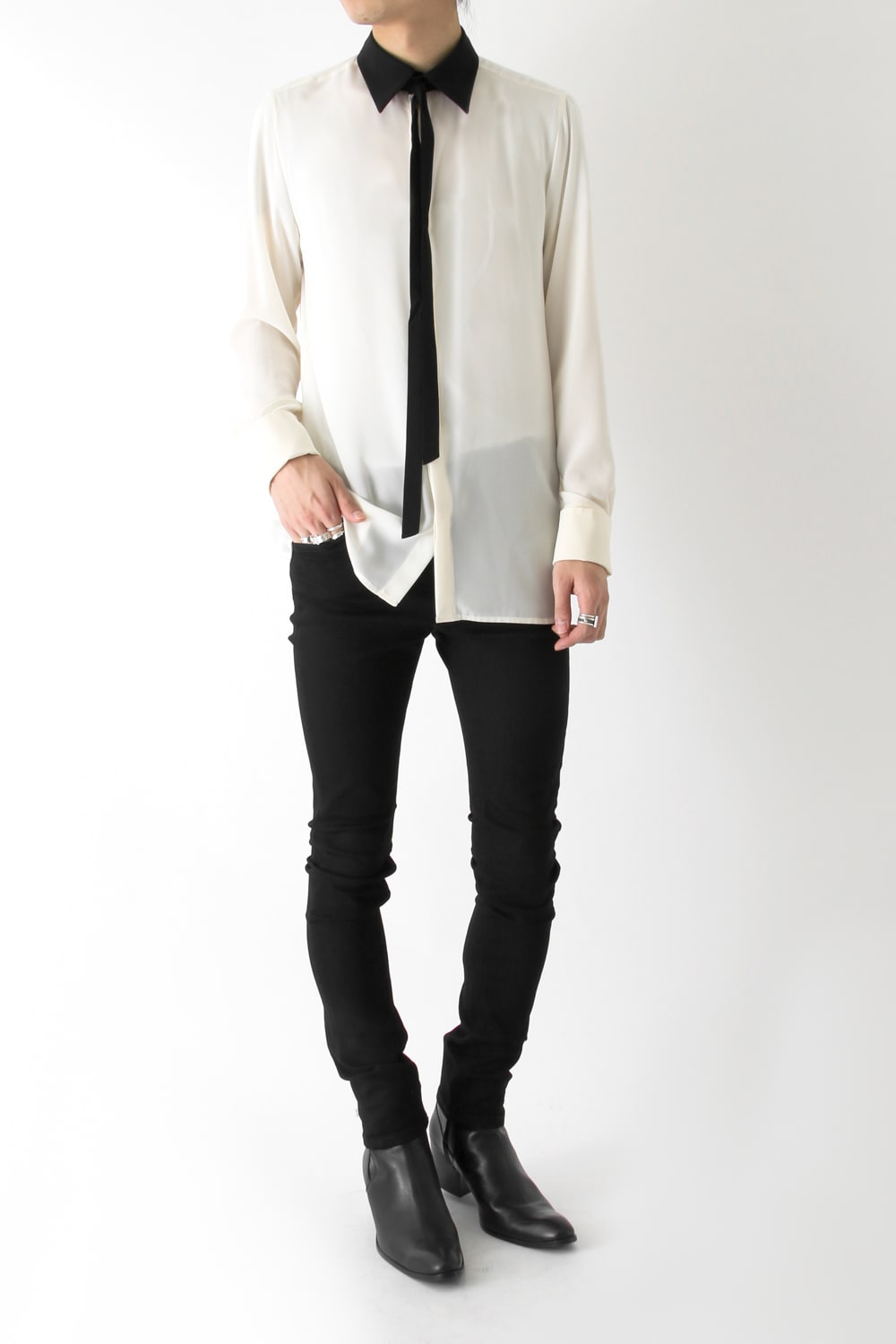 LAMBERT CREPE DE CHINE BOW COLLAR SHIRT
