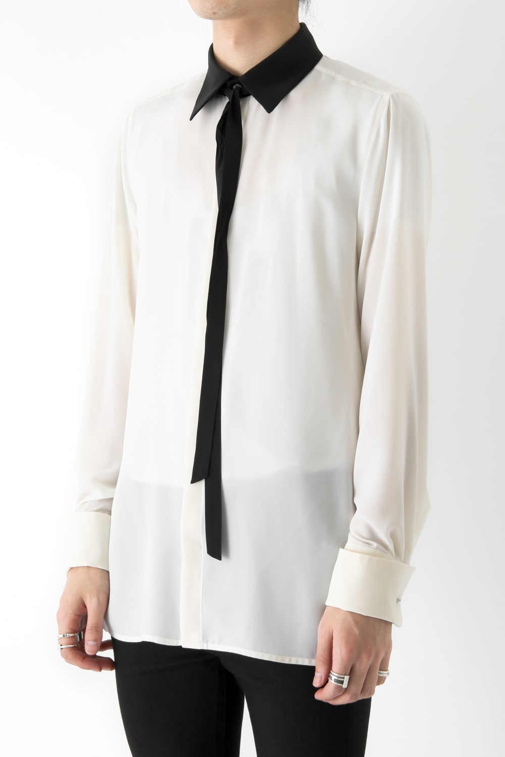 LAMBERT CREPE DE CHINE BOW COLLAR SHIRT