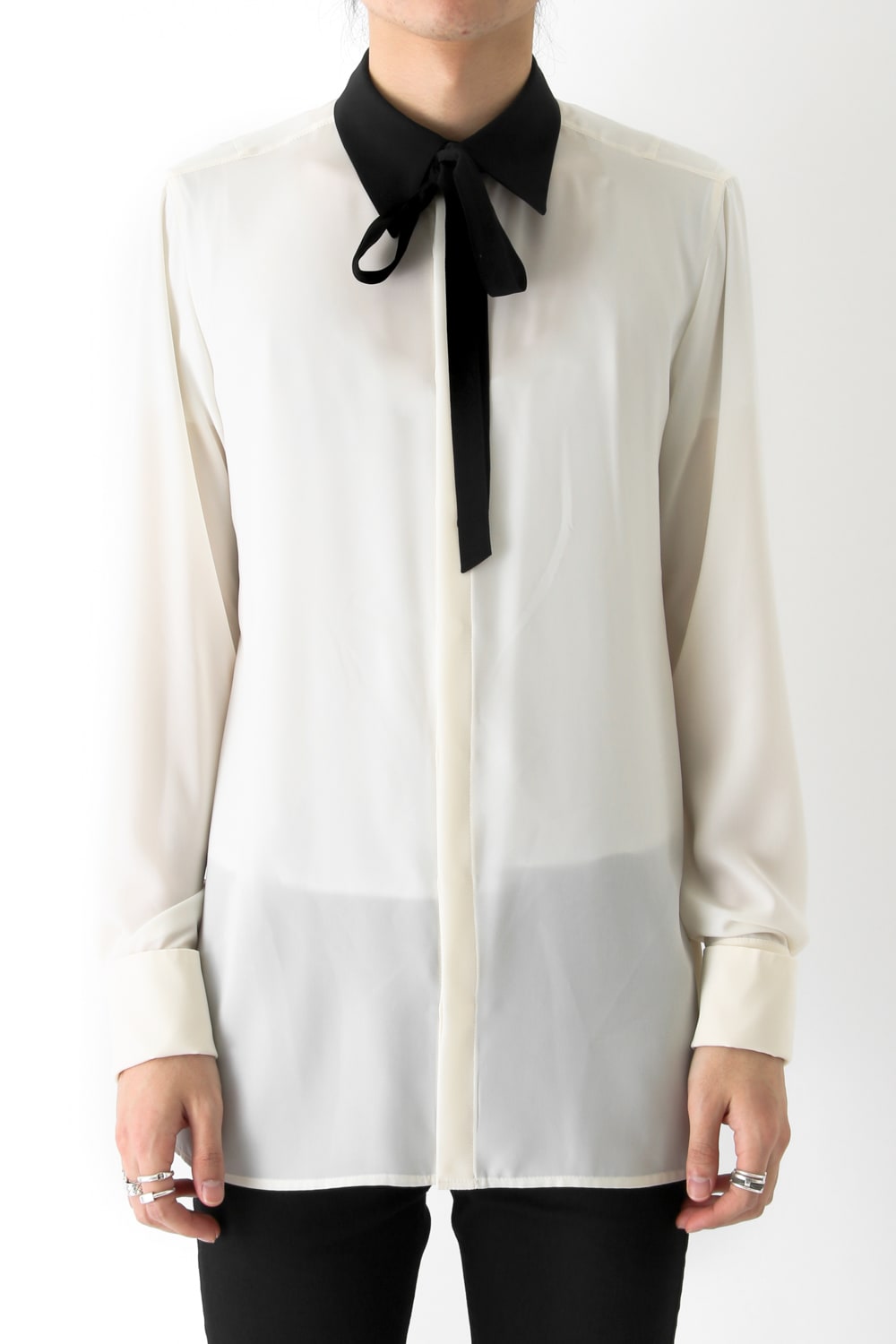 LAMBERT CREPE DE CHINE BOW COLLAR SHIRT