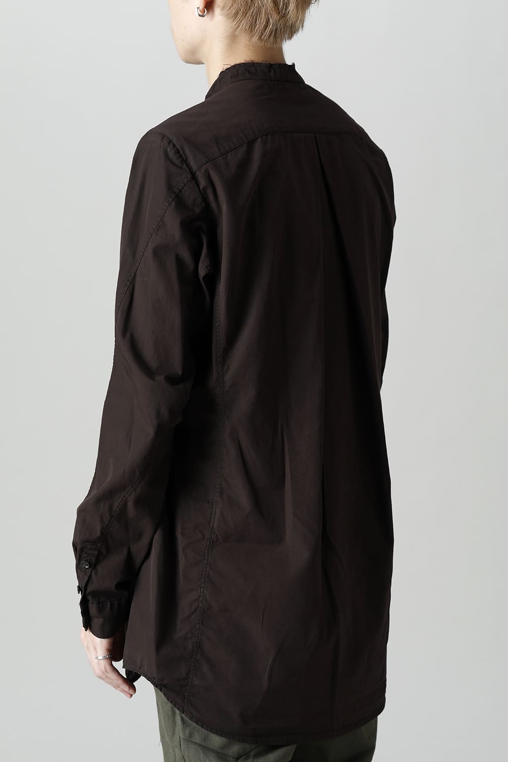 マオカラーシャツ 120/2 フィンクスコットン ラヴァストーン