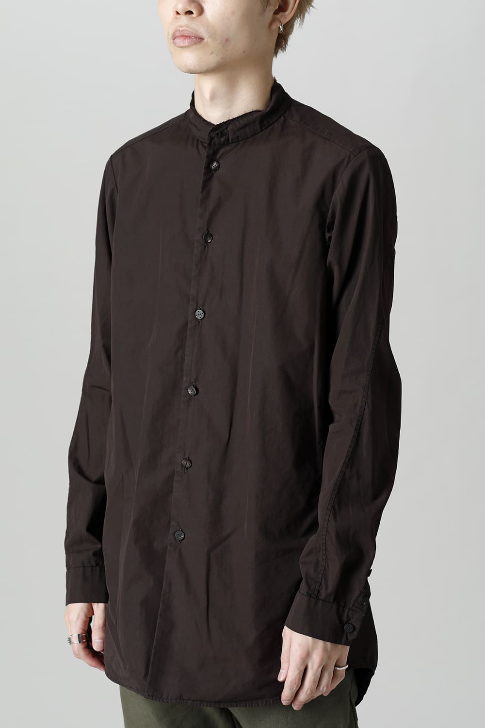 マオカラーシャツ 120/2 フィンクスコットン ラヴァストーン