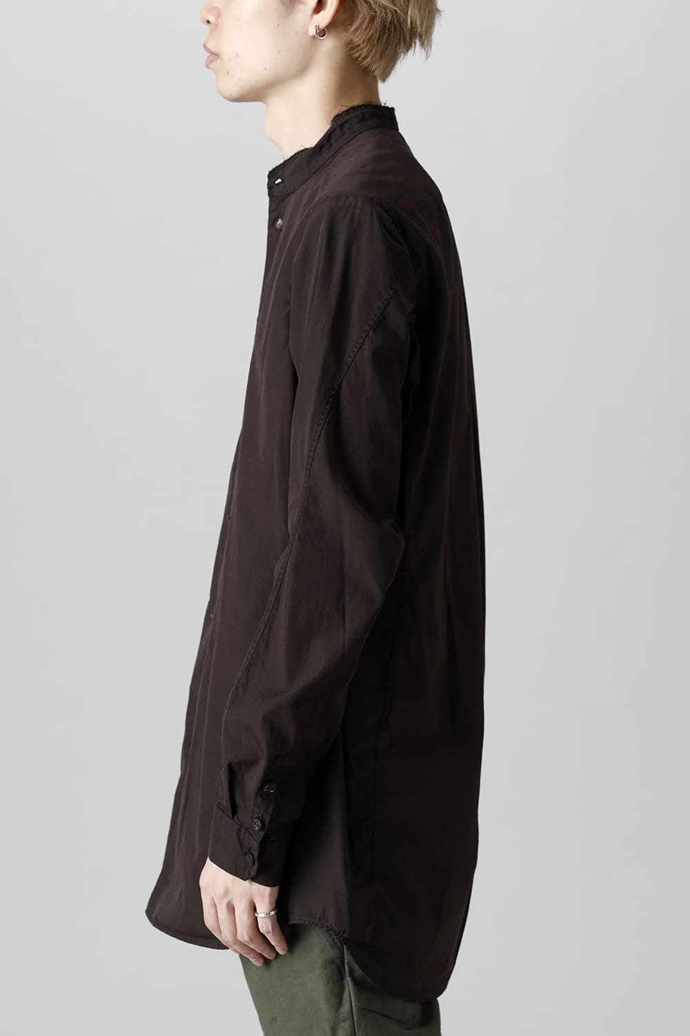 マオカラーシャツ 120/2 フィンクスコットン ラヴァストーン