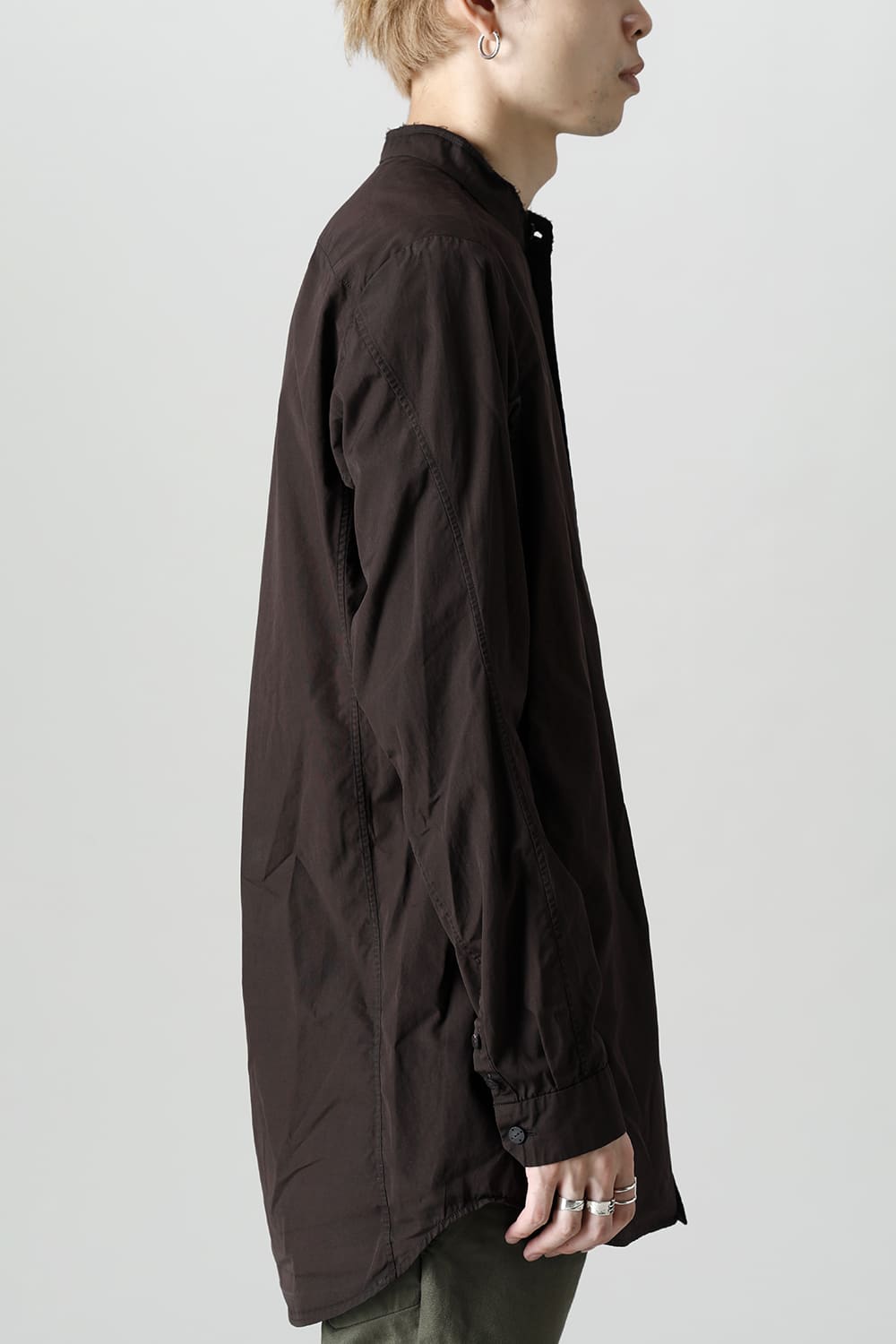 マオカラーシャツ 120/2 フィンクスコットン ラヴァストーン