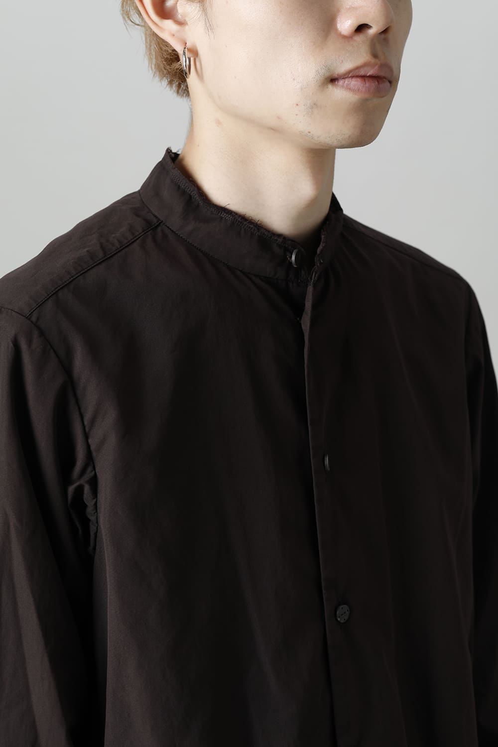 マオカラーシャツ 120/2 フィンクスコットン ラヴァストーン