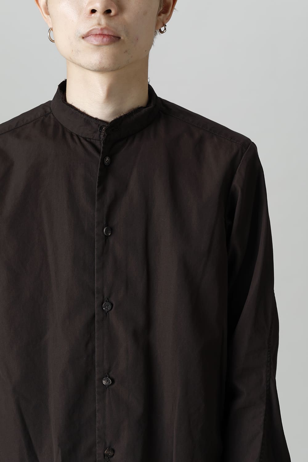 マオカラーシャツ 120/2 フィンクスコットン ラヴァストーン