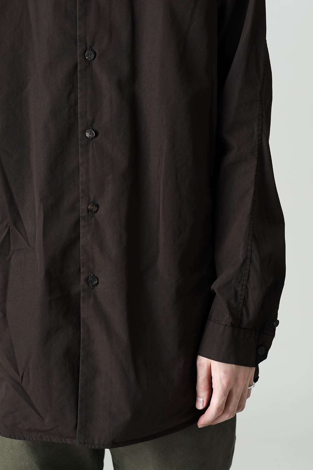 マオカラーシャツ 120/2 フィンクスコットン ラヴァストーン