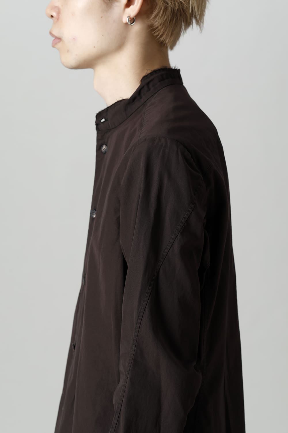 マオカラーシャツ 120/2 フィンクスコットン ラヴァストーン