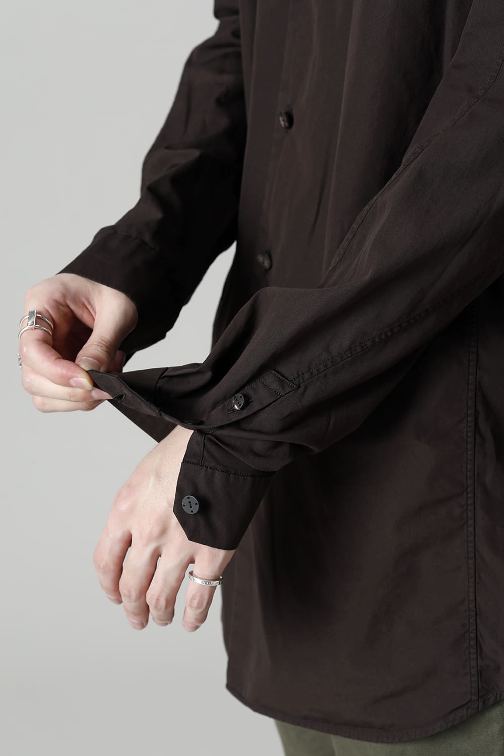 マオカラーシャツ 120/2 フィンクスコットン ラヴァストーン