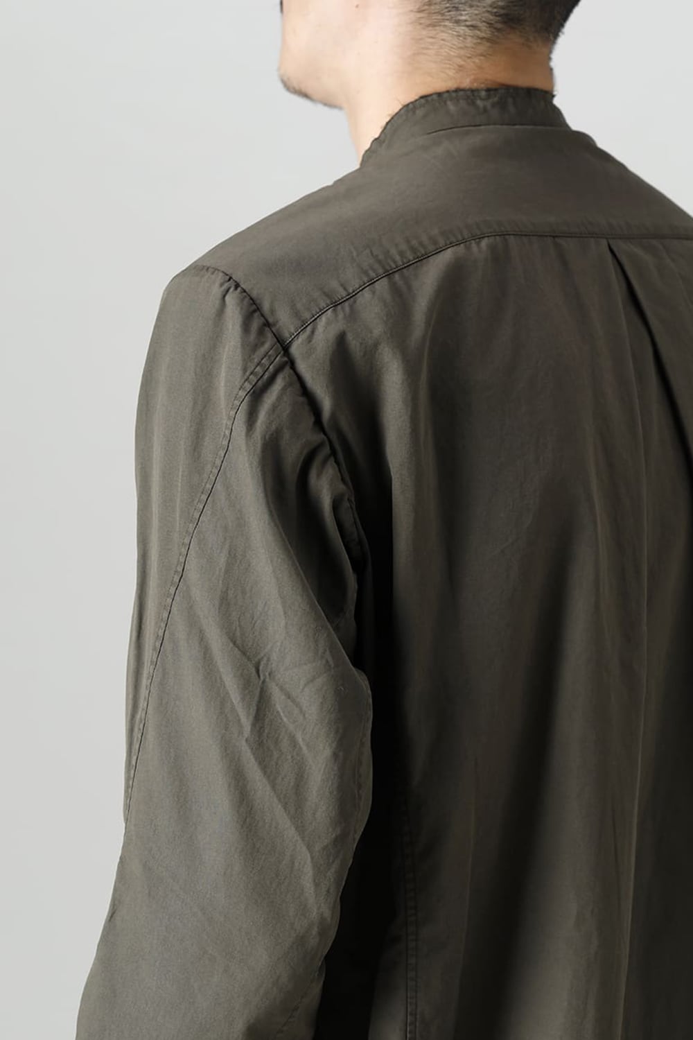マオカラーシャツ 120/2 フィンクスコットン ダークオリーブ